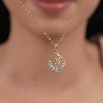 Gold Angular Lab Grown Diamond Pendant