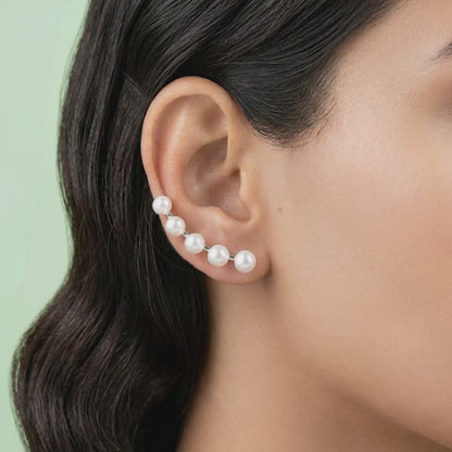 Silver Susan Pearl Climber Earrings