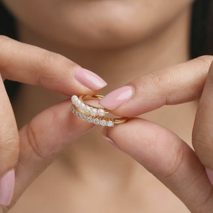 Kriti Sanon Golden Whoopi Pearl Ring (Size 12)