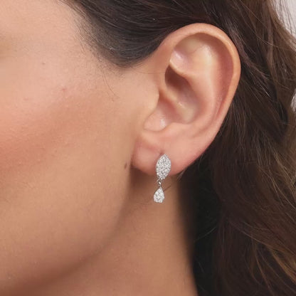 Silver Zircon Tear Drop Earrings