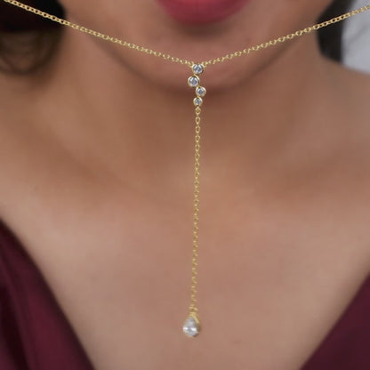 Golden Celestial Drip Lariat Necklace
