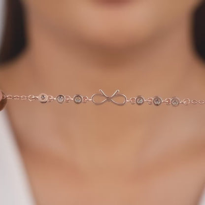 Rose Gold Glittering Bow Bracelet