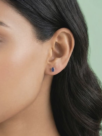 Silver Oval Shine Stud Earrings