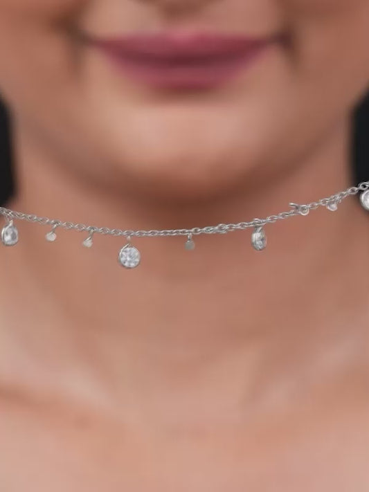 Silver Zirconia Charm Necklace