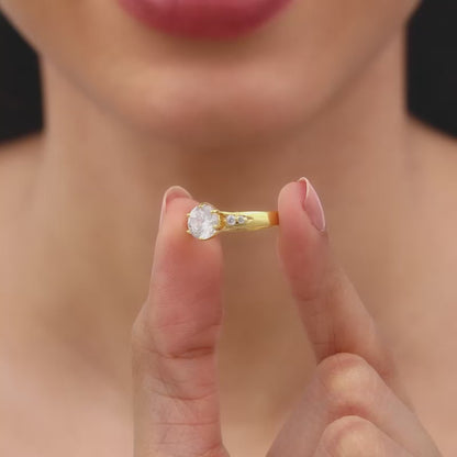 Golden Sparkling Solitaire Ring