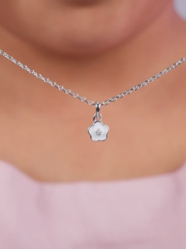 Silver Snow Pixie Kids Pendant with Link Chain
