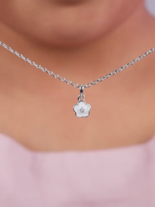 Silver Snow Pixie Kids Pendant with Link Chain