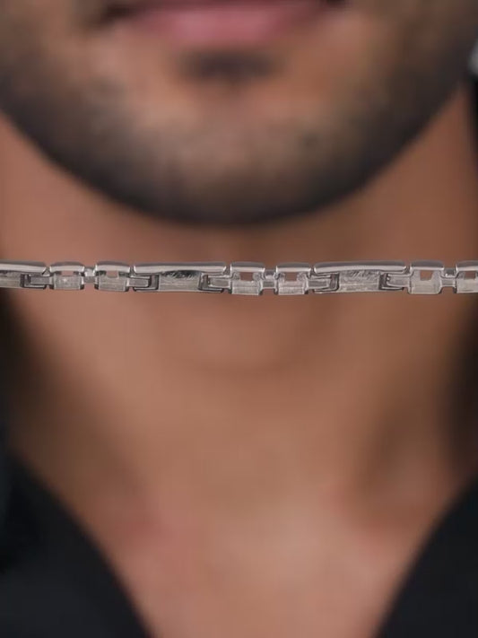 Silver Classic Rectangle Bracelet For Him