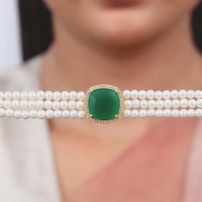 Golden Evergreen Pearl Choker