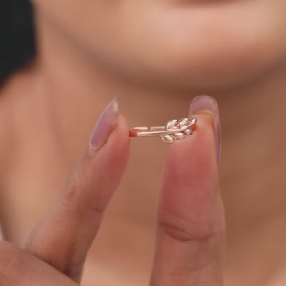 Rose Gold Happy Leaf Ring
