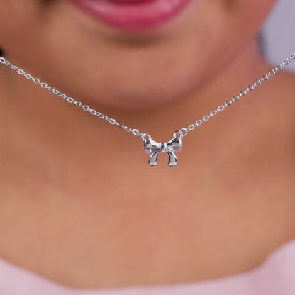 Silver Lil’ Bow Kids Necklace
