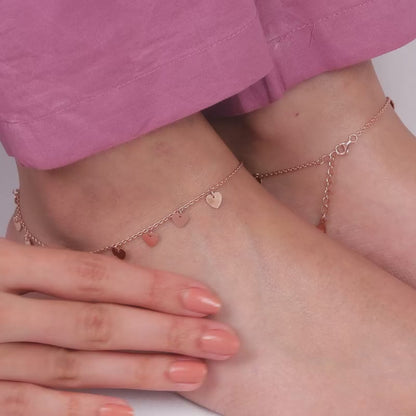 Rose Gold Hearts Ablaze Anklet