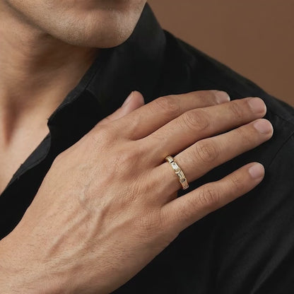 Golden Geometric Band For Him (Size 24)