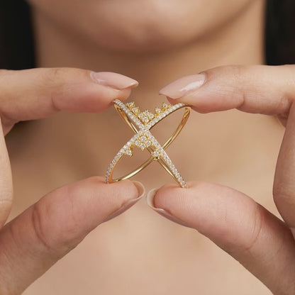 Golden Eternal Crossline Ring (Size 12)