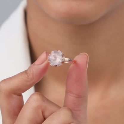 Rose Gold Bloom Rose Quartz Ring