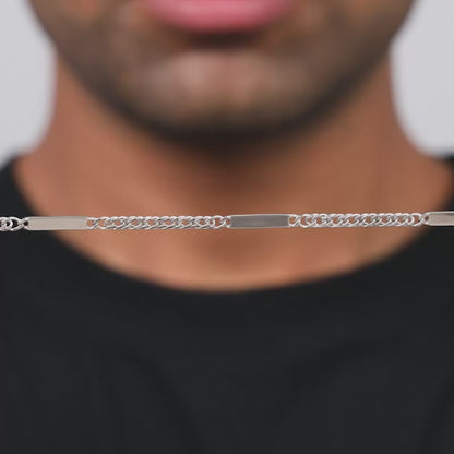 Silver Figaro Bar Chain For Him