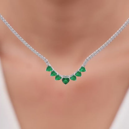 Silver Green Heart Necklace