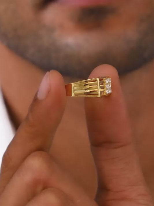 Golden Square in Rectangle Ring For Him