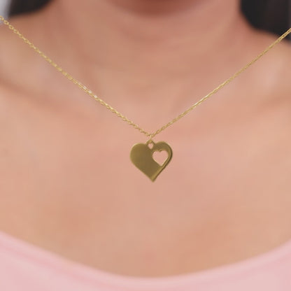 Golden Heart Piece Pendant With Link Chain