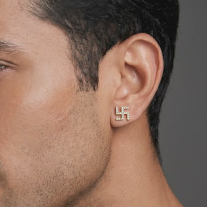 Golden Swastik Shine Stud For Him