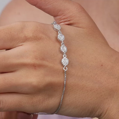 Silver Crystal Bloom Bracelet