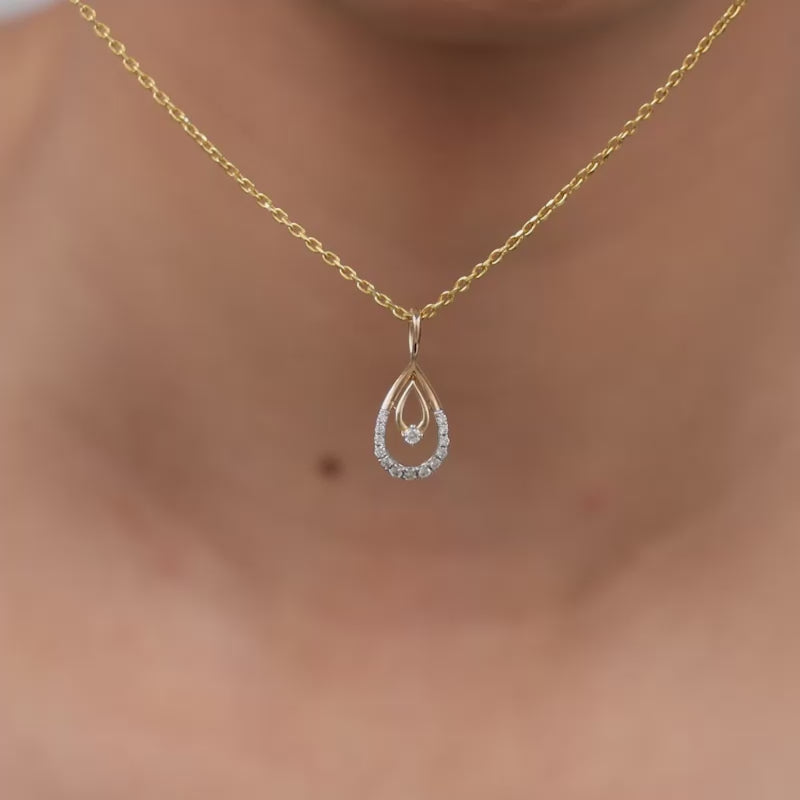 Gold Celeste Tear Lab grown Diamond Pendant
