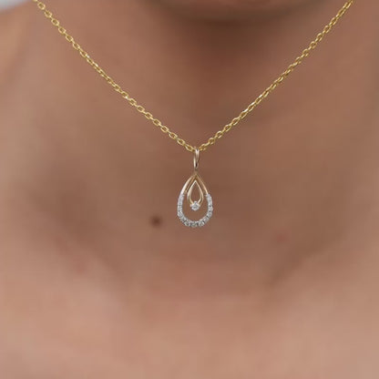 Gold Celeste Tear Lab grown Diamond Pendant