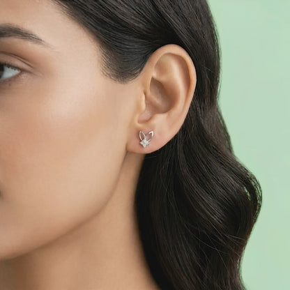 Silver Rabbit Stud Earrings