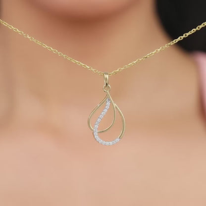 Gold Dual Dewdrop Lab Grown Diamond Pendant