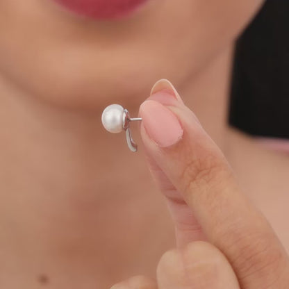 Silver Cute Pearl Studs
