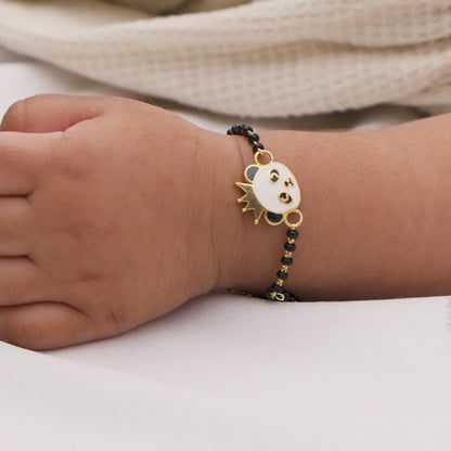 Golden Crowing Panda Bracelet Rakhi (0 - 2 Years)