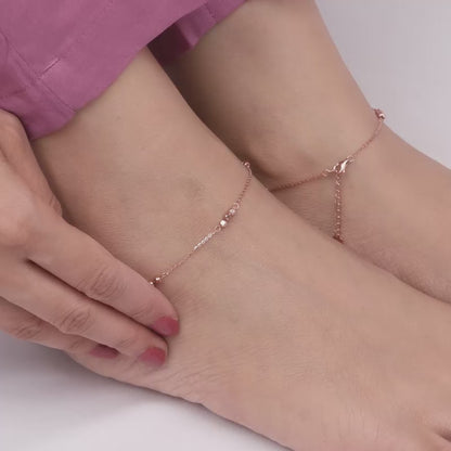 Rose Gold Triple Beads Anklet