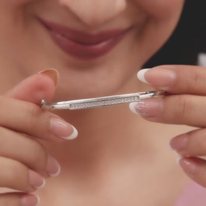 Silver Zircon Baguette Cuff Bracelet