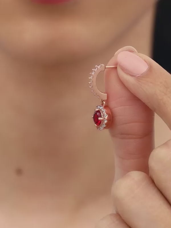 Rose Gold Red Drizzle Drop Earrings