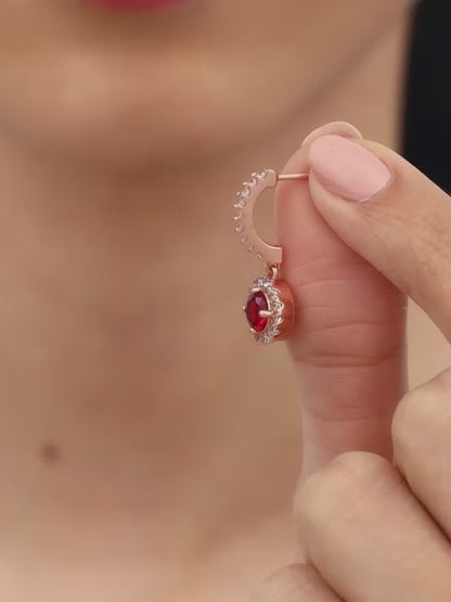 Rose Gold Red Drizzle Drop Earrings