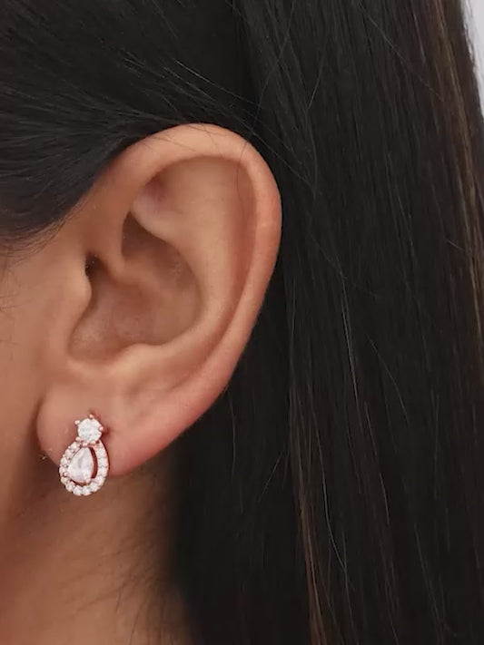 Rose Gold Elegant Pear Drop Earrings
