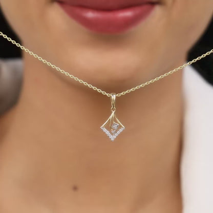 Gold Stellar Rhombus Diamond Pendant