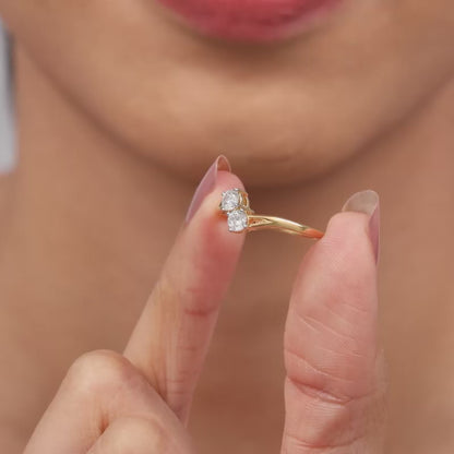 Gold Bypass Duo Solitaire Lab Grown Diamond Ring