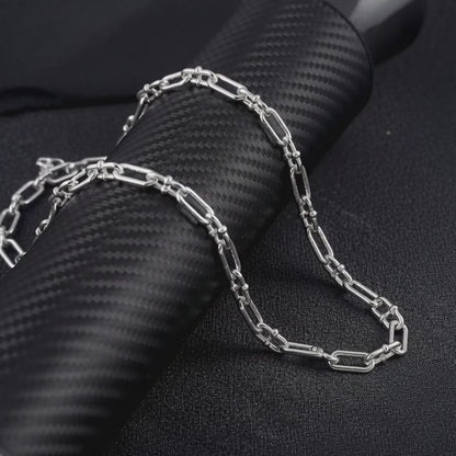 Silver Beaded Paperclip Chain for Him