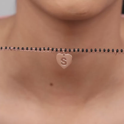 Rose Gold Personalised Heartfelt Initial Mangalsutra Bracelet