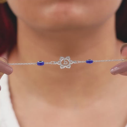 Silver Personalised Evil Eye Bloom Bracelet Rakhi