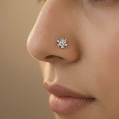 Gold Vanya Flora Lab Grown Diamond Nose Pin