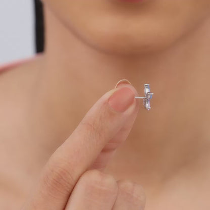 Silver Blue Butterfly Studs