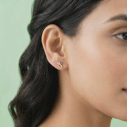 Golden Violet Whimsy Earrings