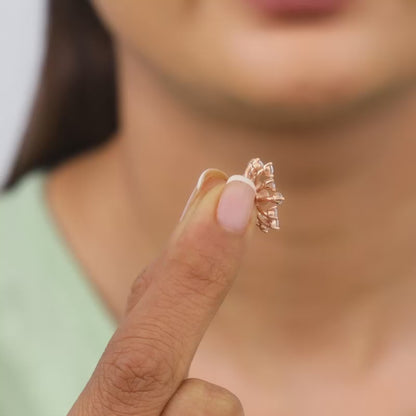 Rose Gold Floral Grace Heart Studs