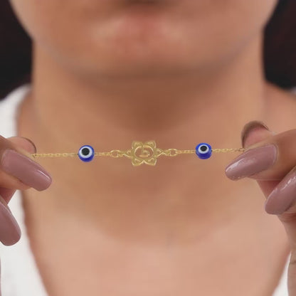 Golden Personalised Evil Eye Bloom Bracelet Rakhi