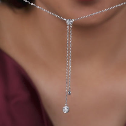Silver Shinny Beauty Lariat Necklace