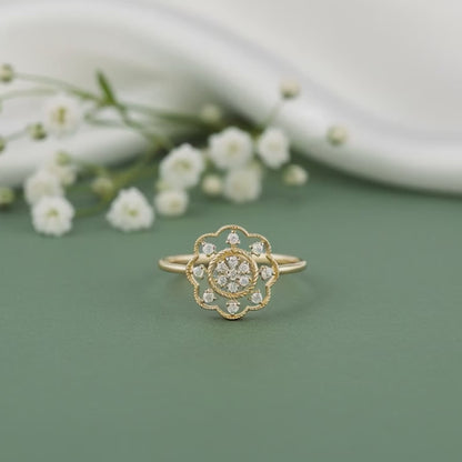 Gold Florette Lab Grown Diamond Ring