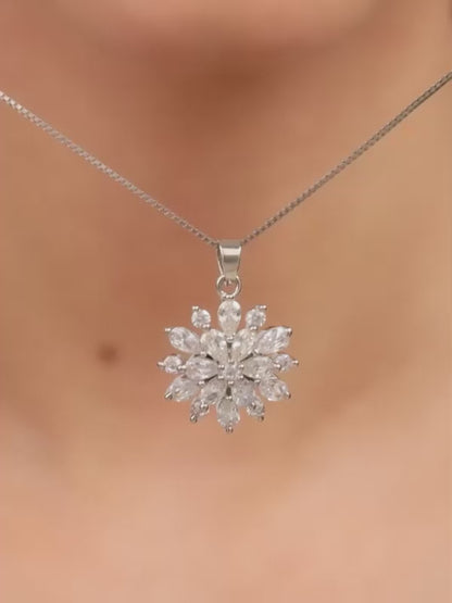 Silver Heavenly Flower Pendant With Box Chain