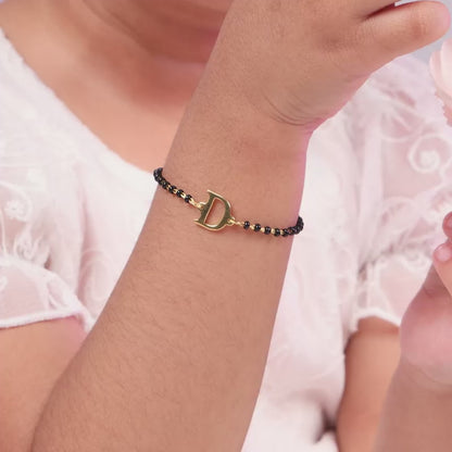 Golden Personalised Initial Nazariya Kids Bracelet (2 - 8 Years)